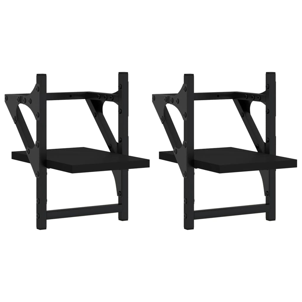 vidaXL Prateleiras de parede com barras 2 pcs 20x25x30 cm preto