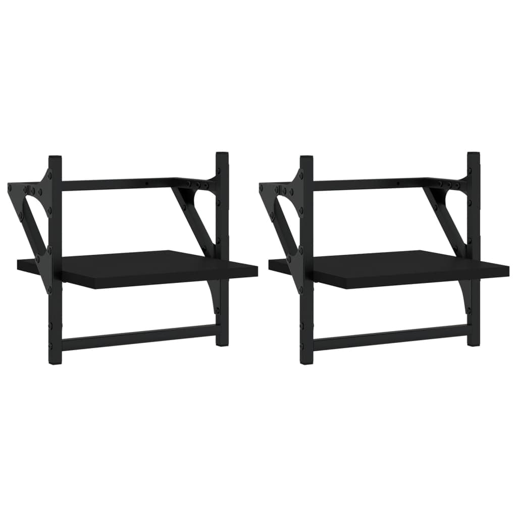 vidaXL Prateleiras de parede com barras 2 pcs 30x25x30 cm preto