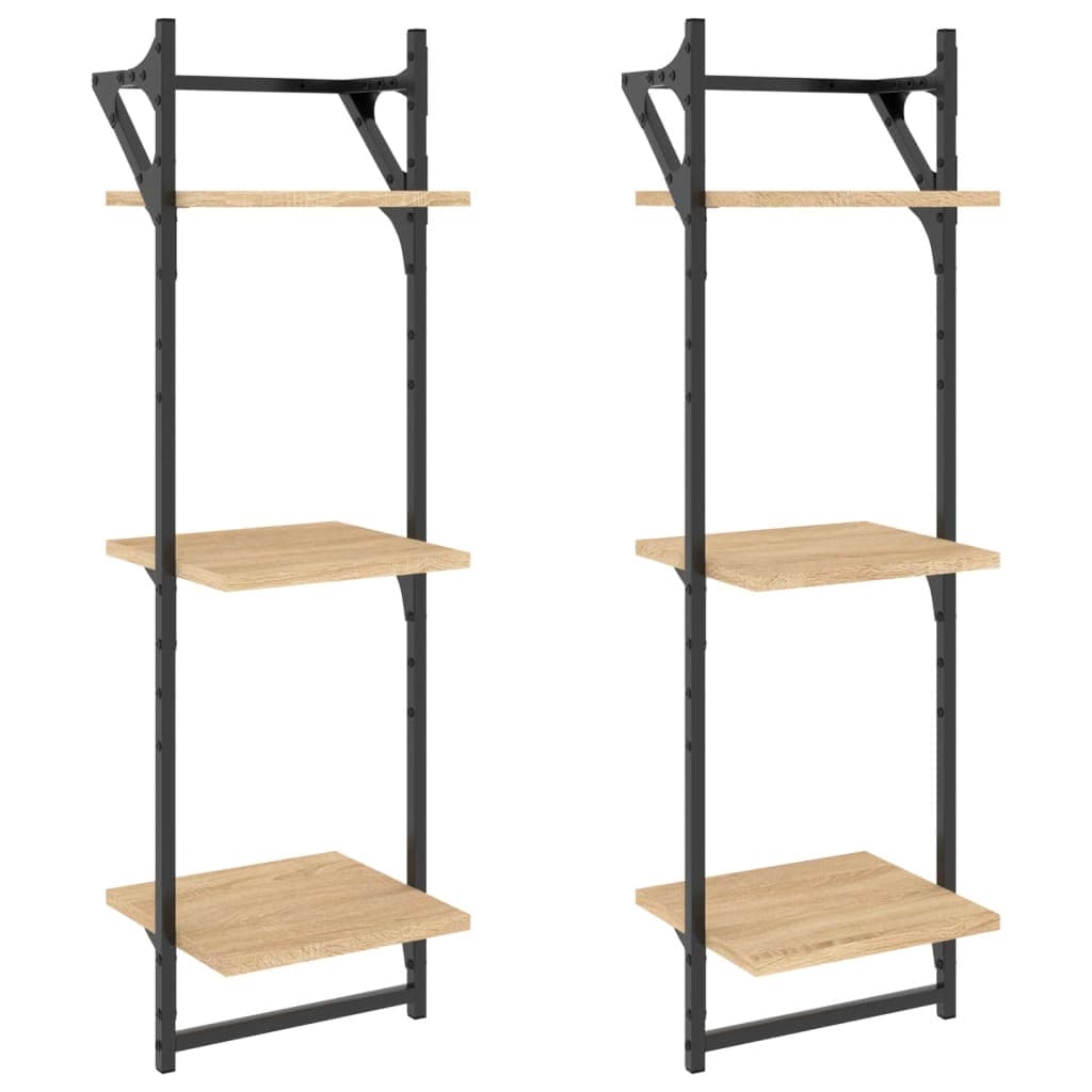 Estante 3 Prateleiras + Barras 2pcs 30x25x100cm Carvalho Sonoma - 836259