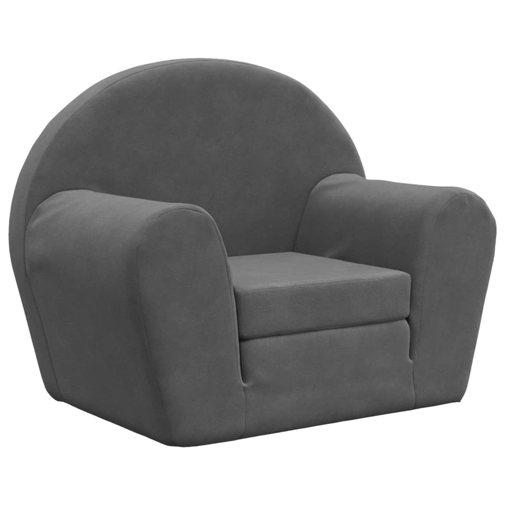 vidaXL Sofá-cama infantil pelúcia macia antracite