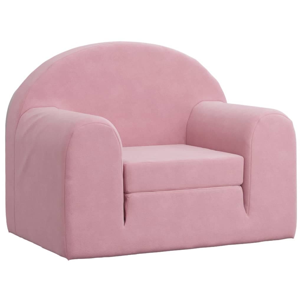 vidaXL Sofá-cama infantil de pelúcia rosa