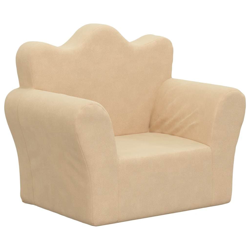 vidaXL Sofá infantil peluche macio creme