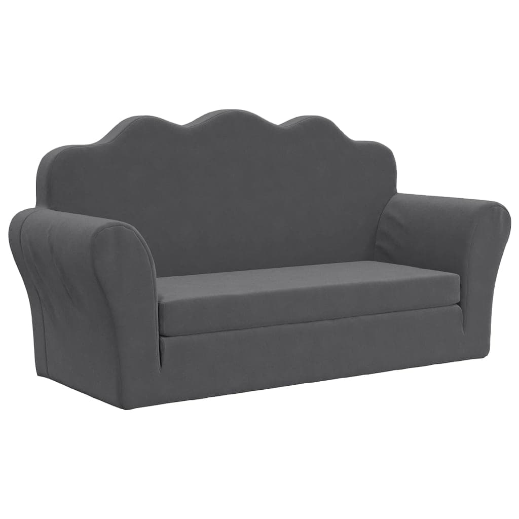 vidaXL Sofá-cama infantil de 2 lugares pelúcia macia antracite