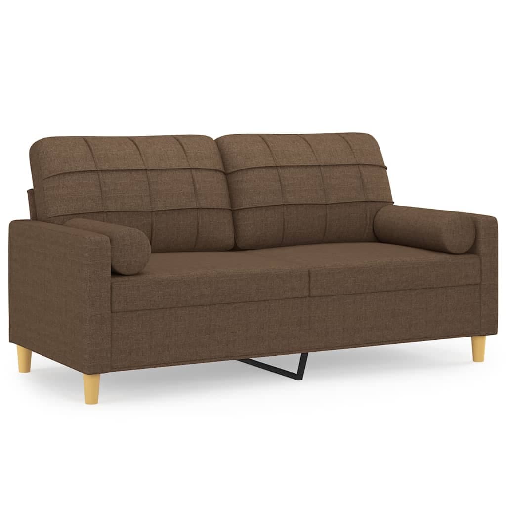 Sofá vidaXL 2 Lugares + Almofadas Decorativas 140 cm Tecido Castanho - 2740150163