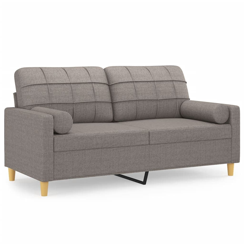 vidaXL Sofá 2 lug. +almofadas decoração 140cm tecido cinza-acastanhado