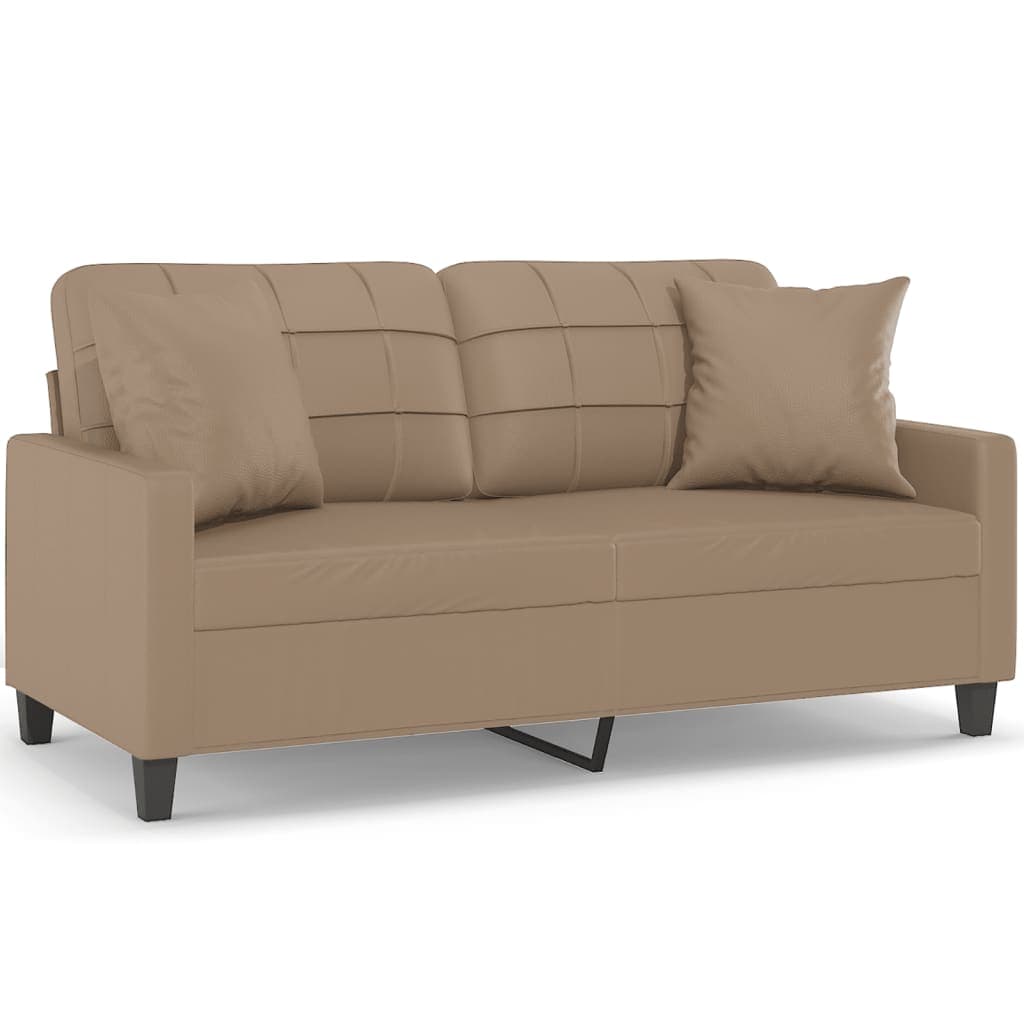 vidaXL Sofá 2 lugares + almofadas 140 cm couro artificial cappuccino