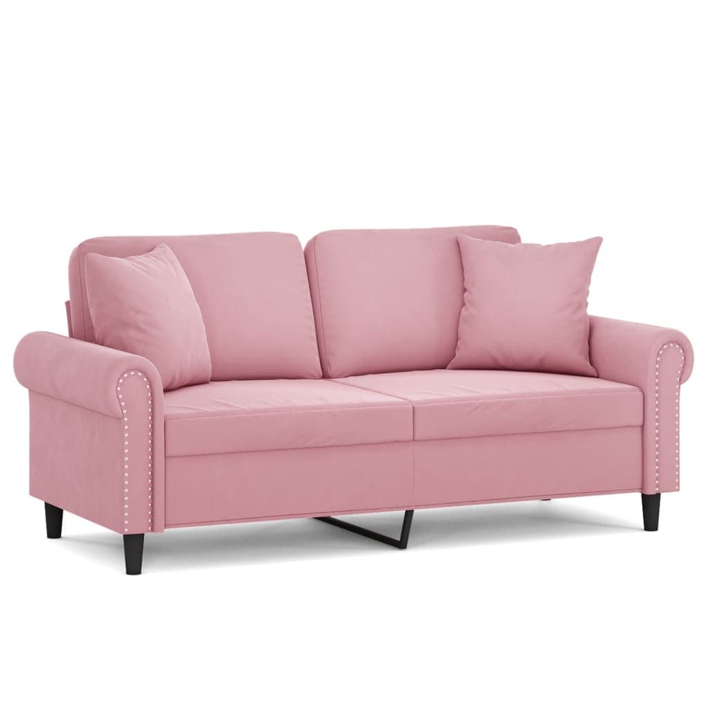 vidaXL Sofá 2 lugares c/ almofadas decorativas 140 cm veludo rosa