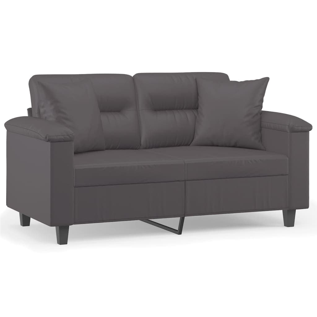 Sofá vidaXL 2 Lugares + Almofadas Decorativas 120cm Couro Artificial Cinza - 2848813721