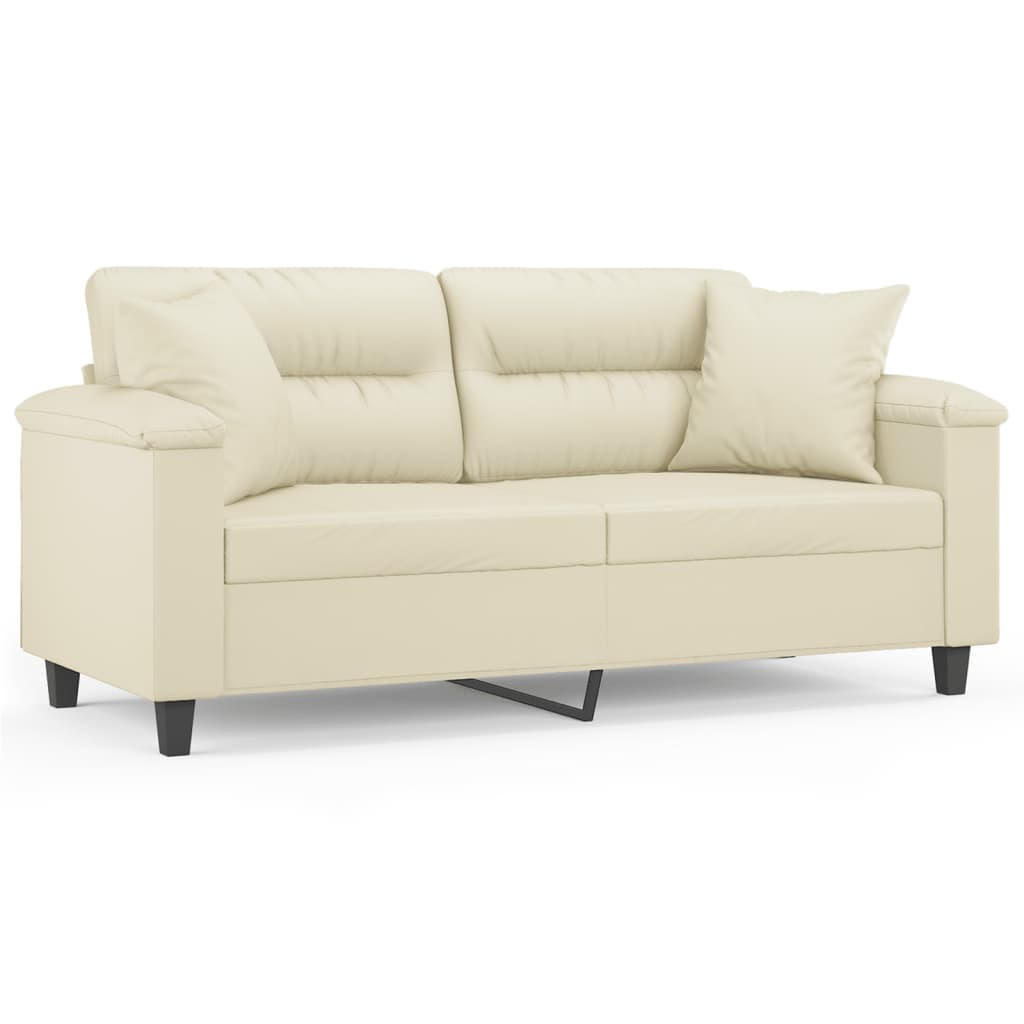 Sofá vidaXL 2 Lugares + Almofadas Decorativas 140cm Couro Artificial Creme - 2692431538