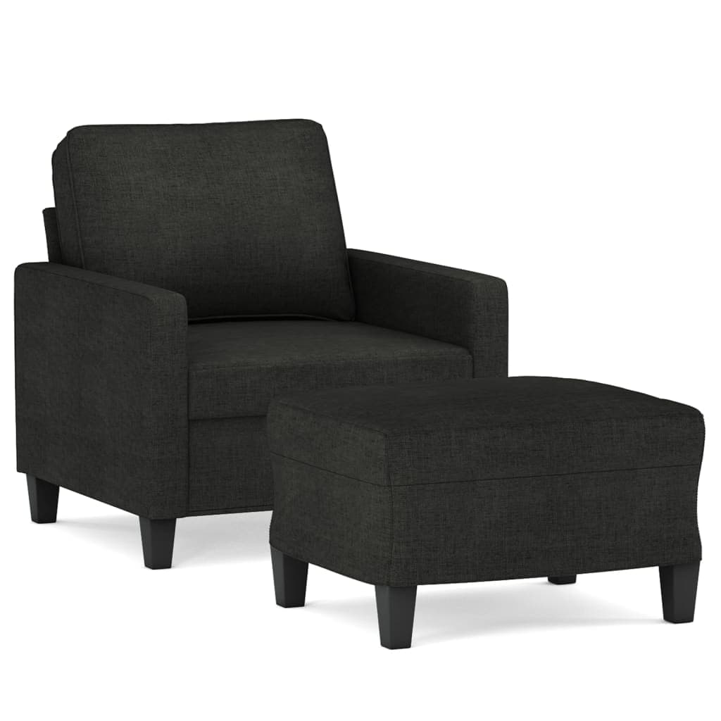 vidaXL Poltrona com apoio de pés 60 cm tecido preto