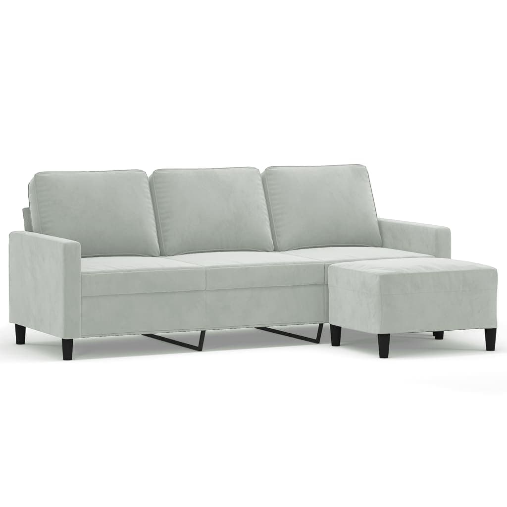 Sofá vidaXL 3 Lugares com Apoio de Pés 180 cm Veludo Azul - 4146344811