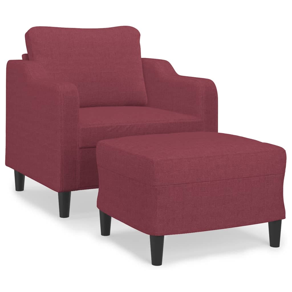 vidaXL Poltrona com apoio de pés 60 cm tecido vermelho tinto