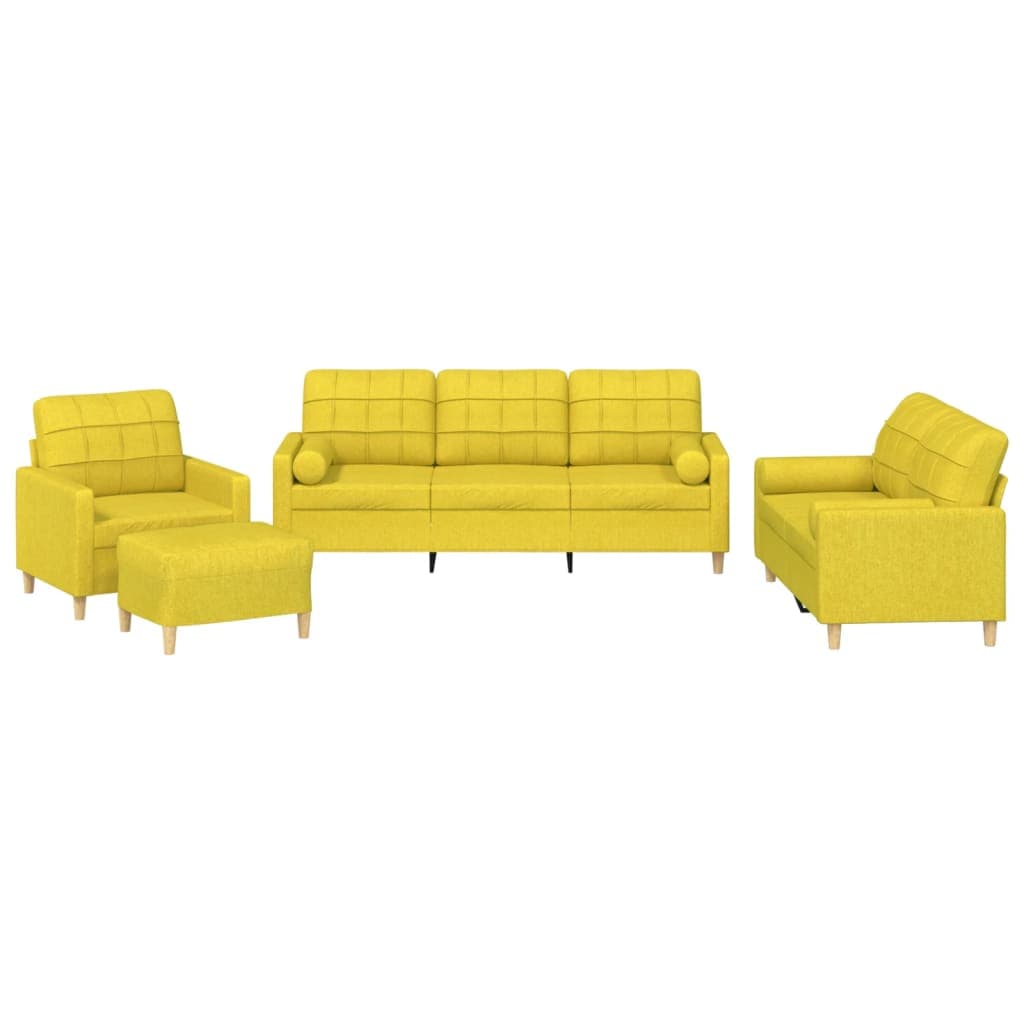 vidaXL 4 pcs conjunto de sofás com almofadas tecido amarelo-claro