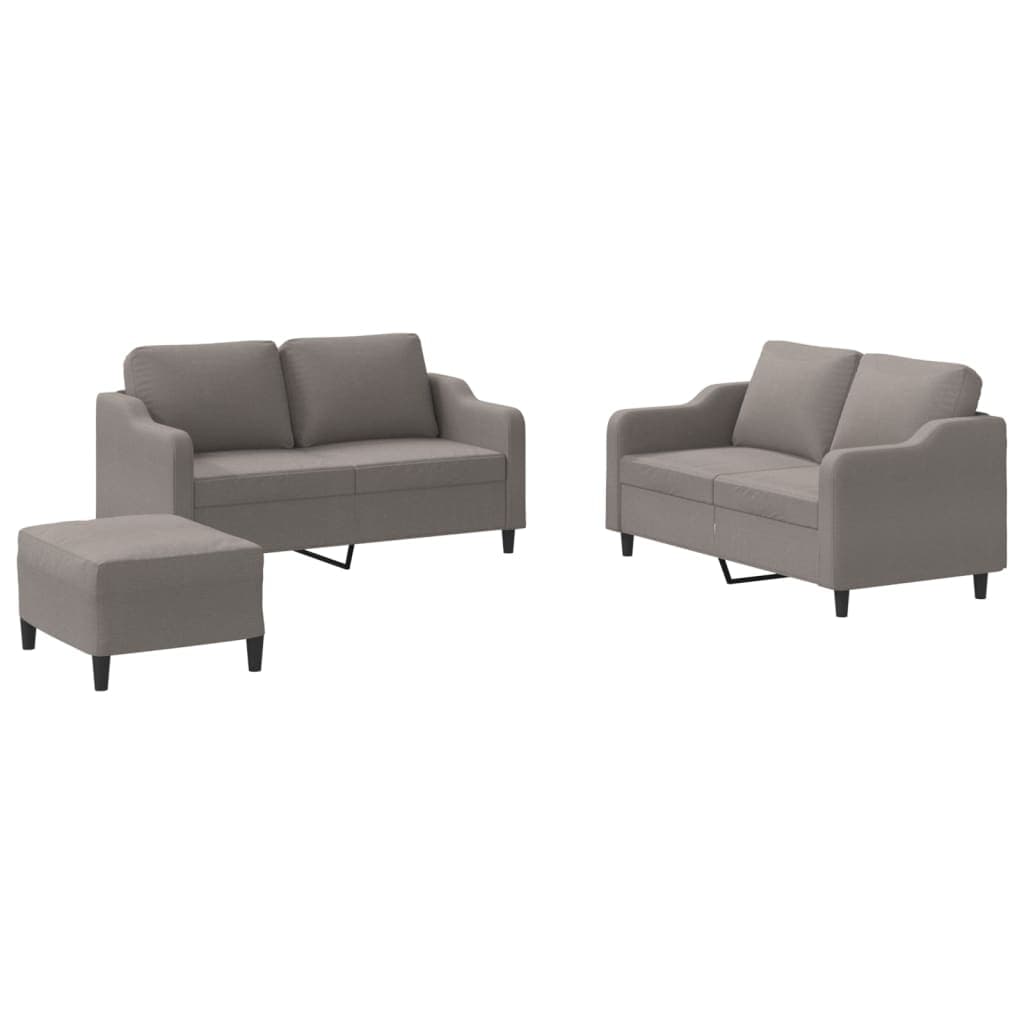 vidaXL 3 pcs conjunto de sofás com almofadões tecido cinza-acastanhado