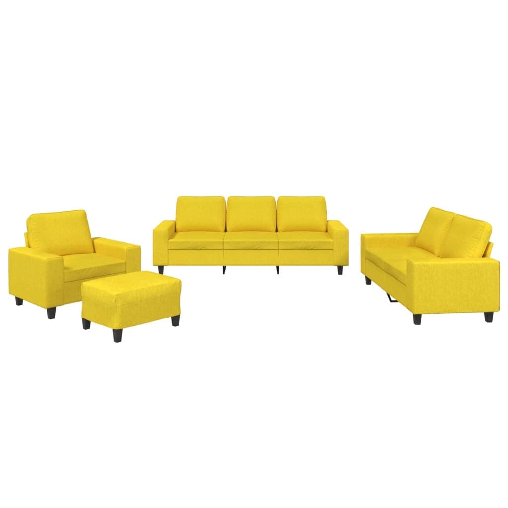 vidaXL 4 pcs conjunto de sofás tecido amarelo-claro