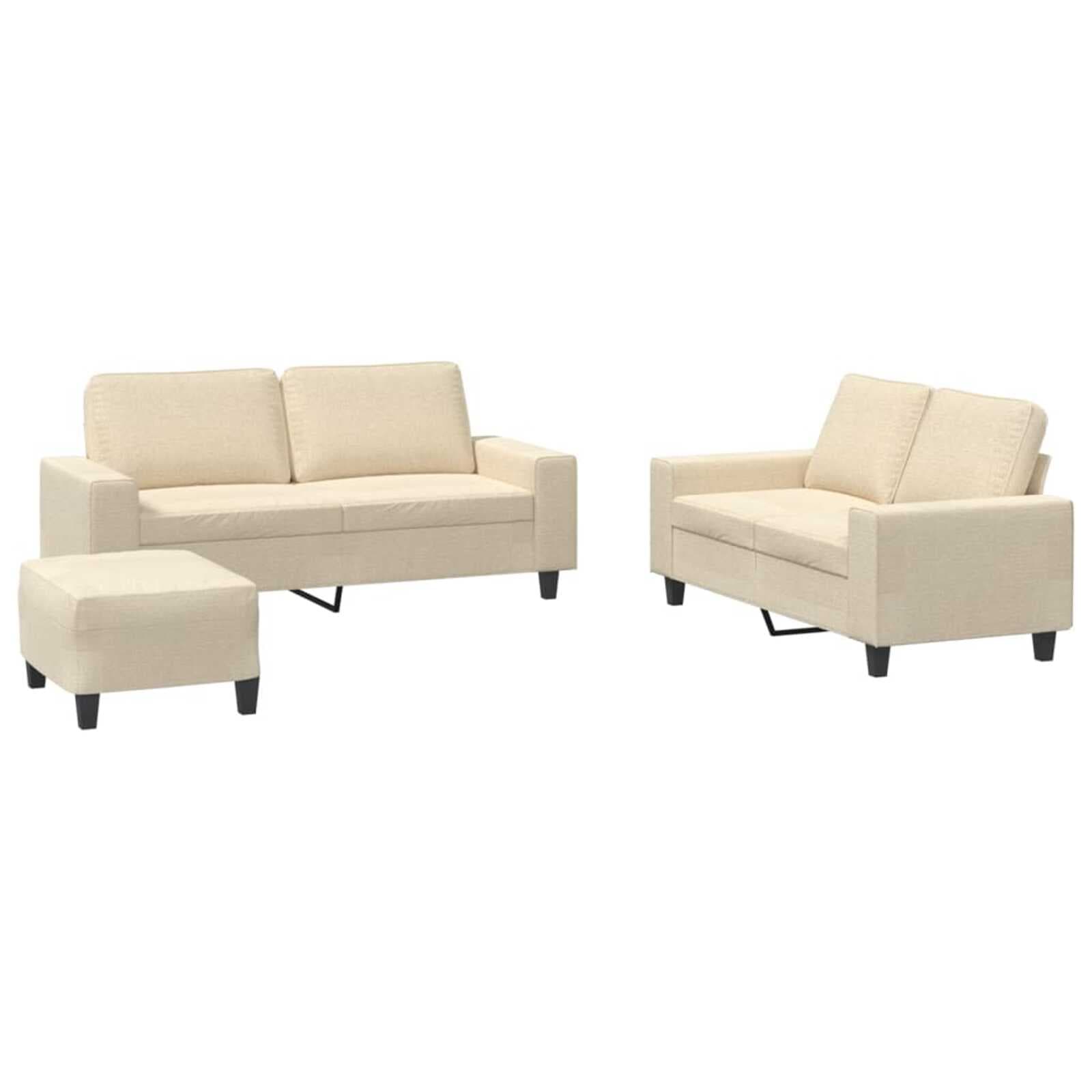 vidaXL 3 pcs conjunto de sofás tecido cor creme