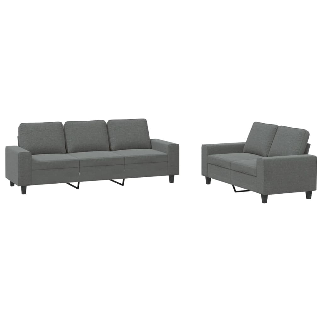 Sofá vidaXL 2 Pcs Conjunto de Sofás Tecido Cinzento-escuro