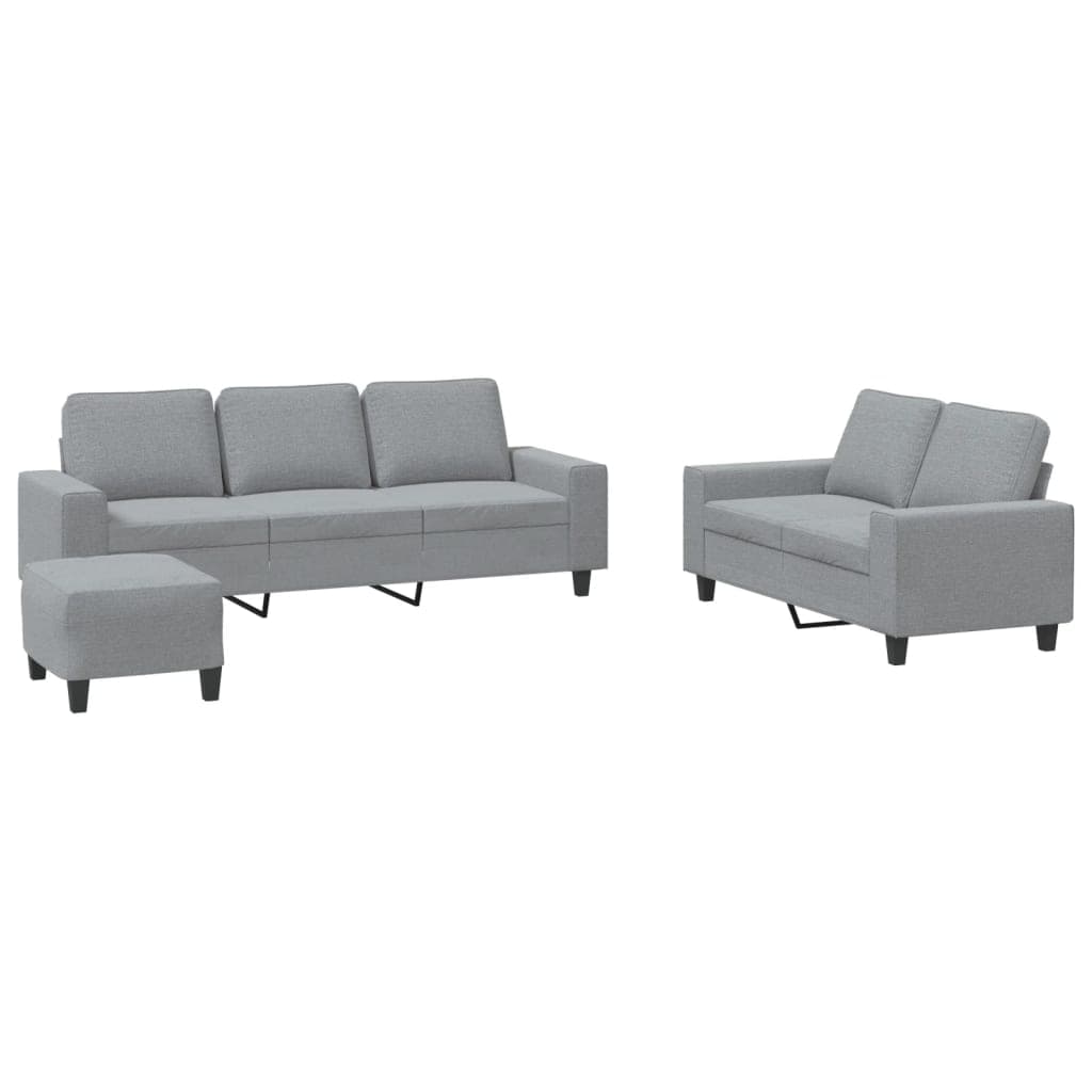 vidaXL 3 pcs conjunto de sofás tecido cinzento-claro