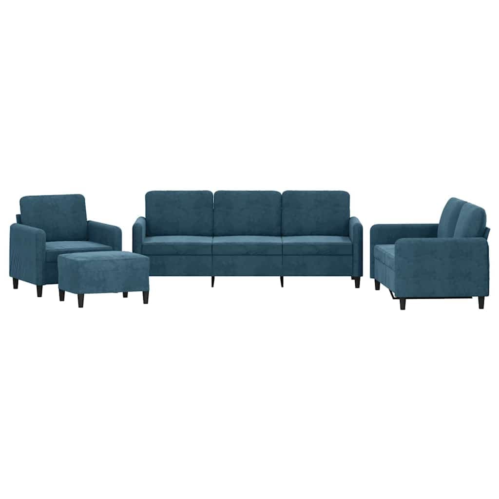 vidaXL 4 pcs conjunto de sofás veludo azul
