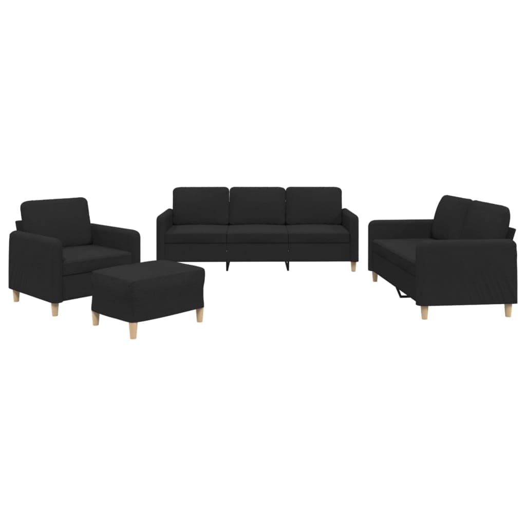 vidaXL 4 pcs conjunto de sofás com almofadões tecido preto