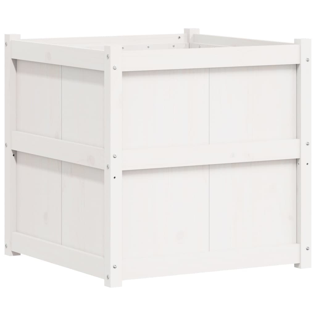 vidaXL Vaso de jardim 70x70x70 cm madeira de pinho maciça branco