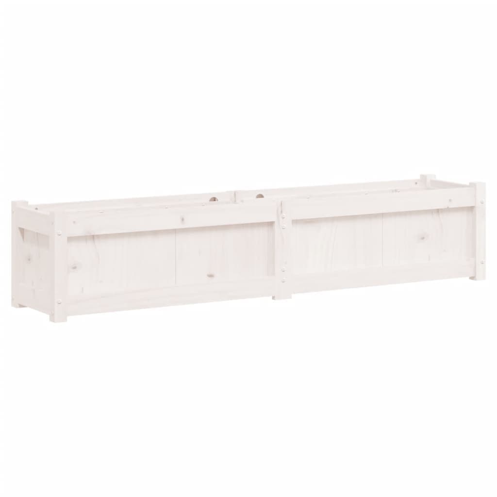 vidaXL Vaso/floreira de jardim 150x31x31cm madeira pinho maciça branco