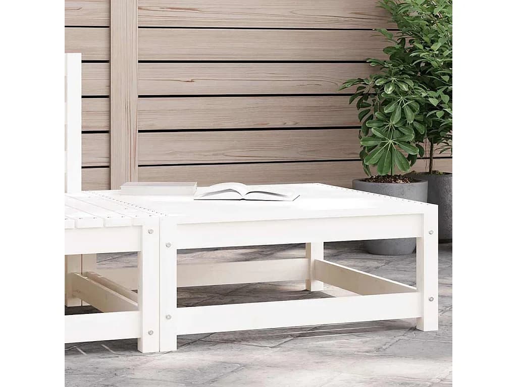 Apoio de pés p/ jardim 70x70x30 cm pinho maciço branco