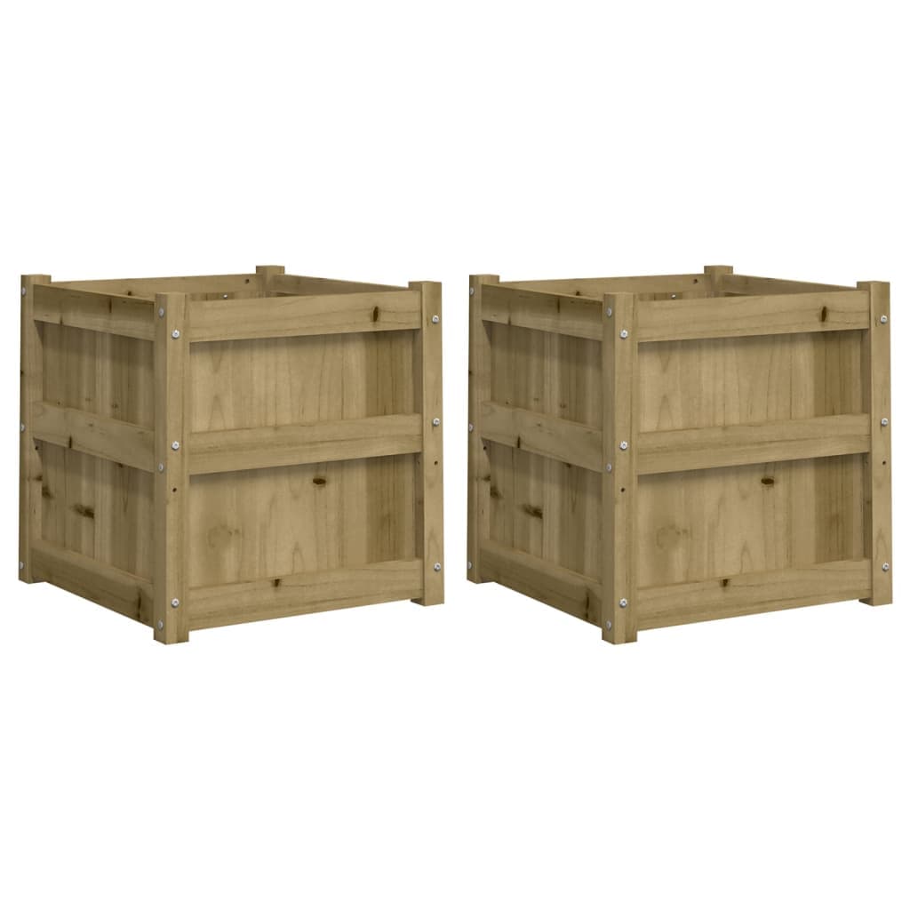 vidaXL Vasos/floreiras de jardim 2 pcs madeira de pinho impregnada