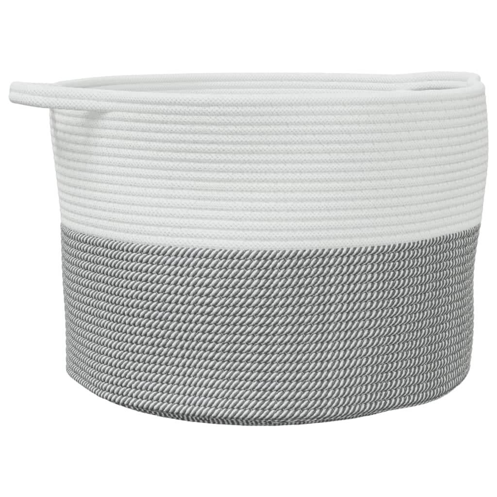 vidaXL Cesto de arrumação Ø55x36 cm algodão cinzento e branco