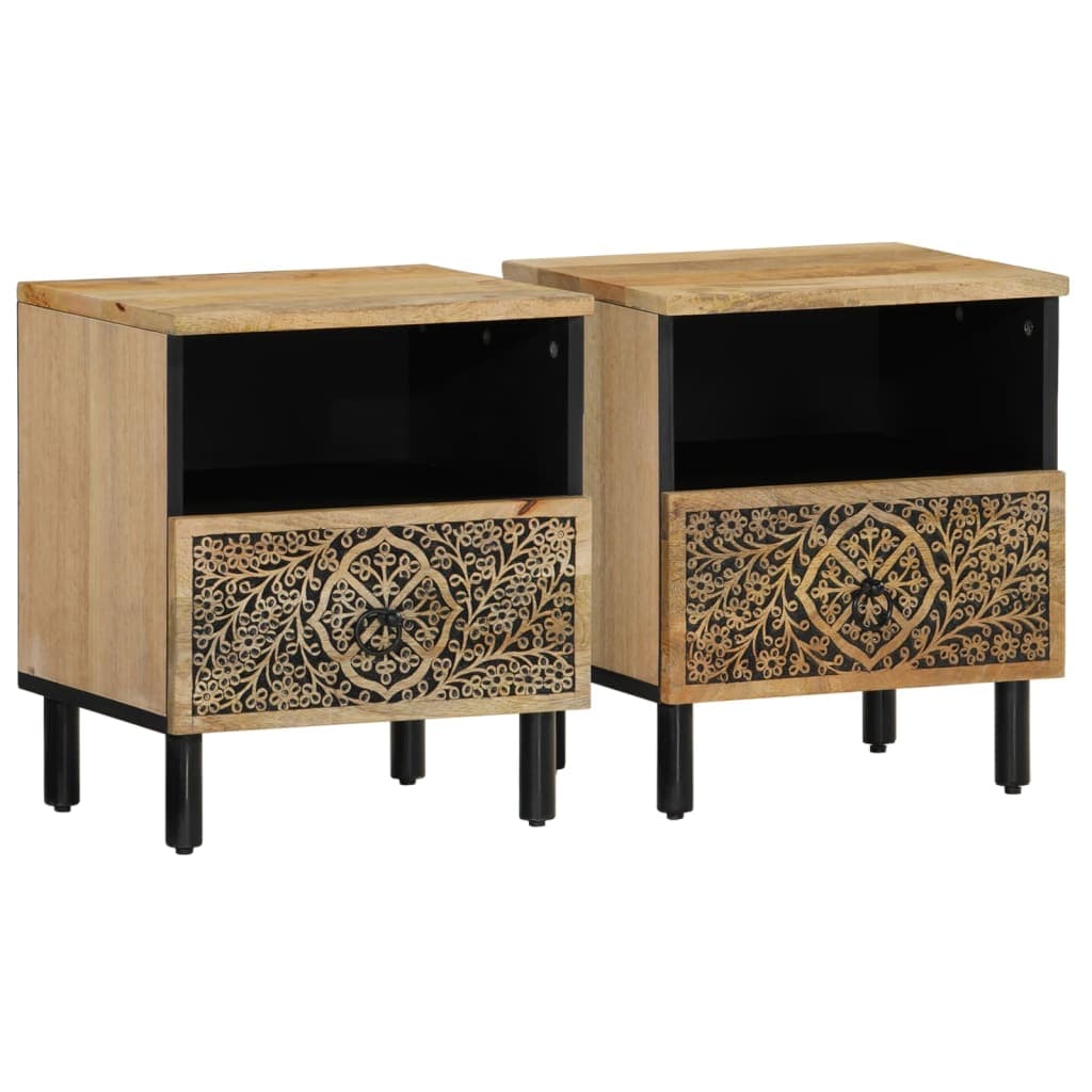 vidaXL Mesas de cabeceira 2 pcs 40x33x46 cm madeira mangueira maciça