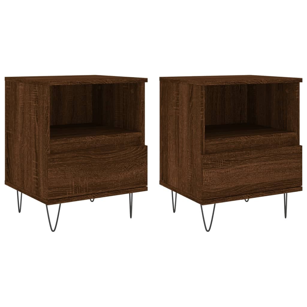 vidaXL Mesas de cabeceira 2 pcs derivados de madeira carvalho castanho