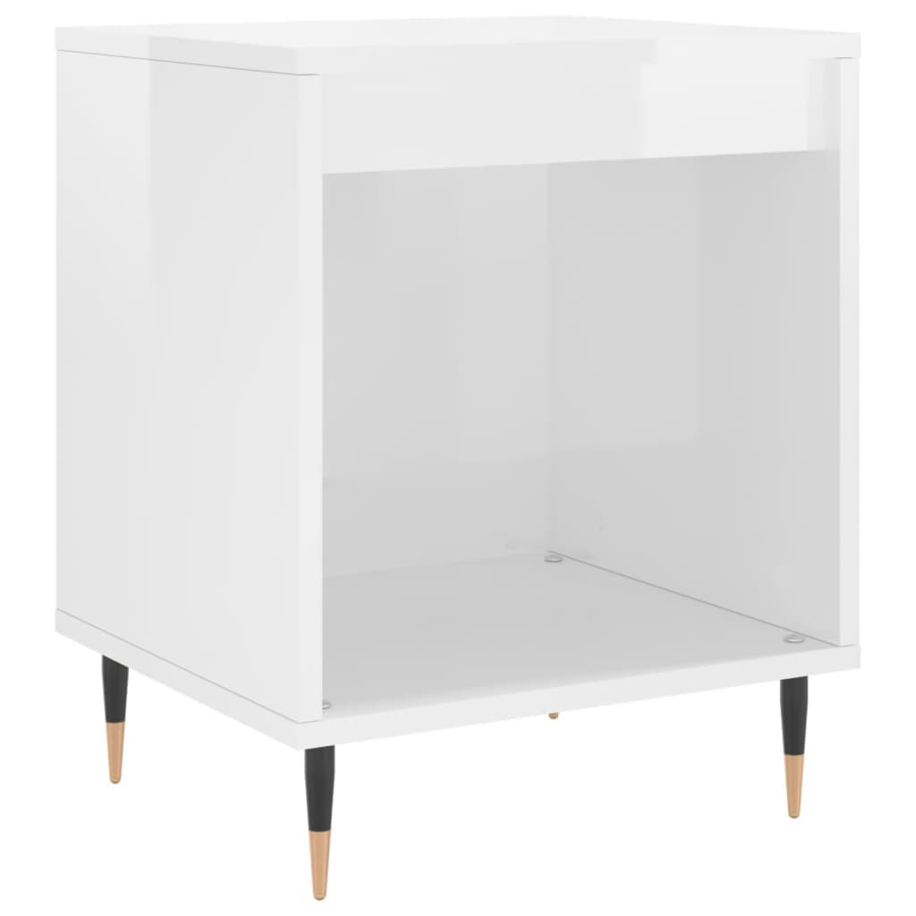 vidaXL Mesa de cabeceira 40x35x50cm derivados madeira branco brilhante
