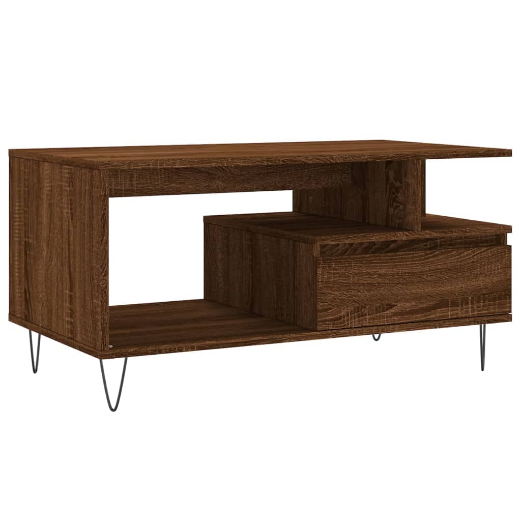 vidaXL Mesa centro 90x49x45 cm derivados de madeira carvalho castanho
