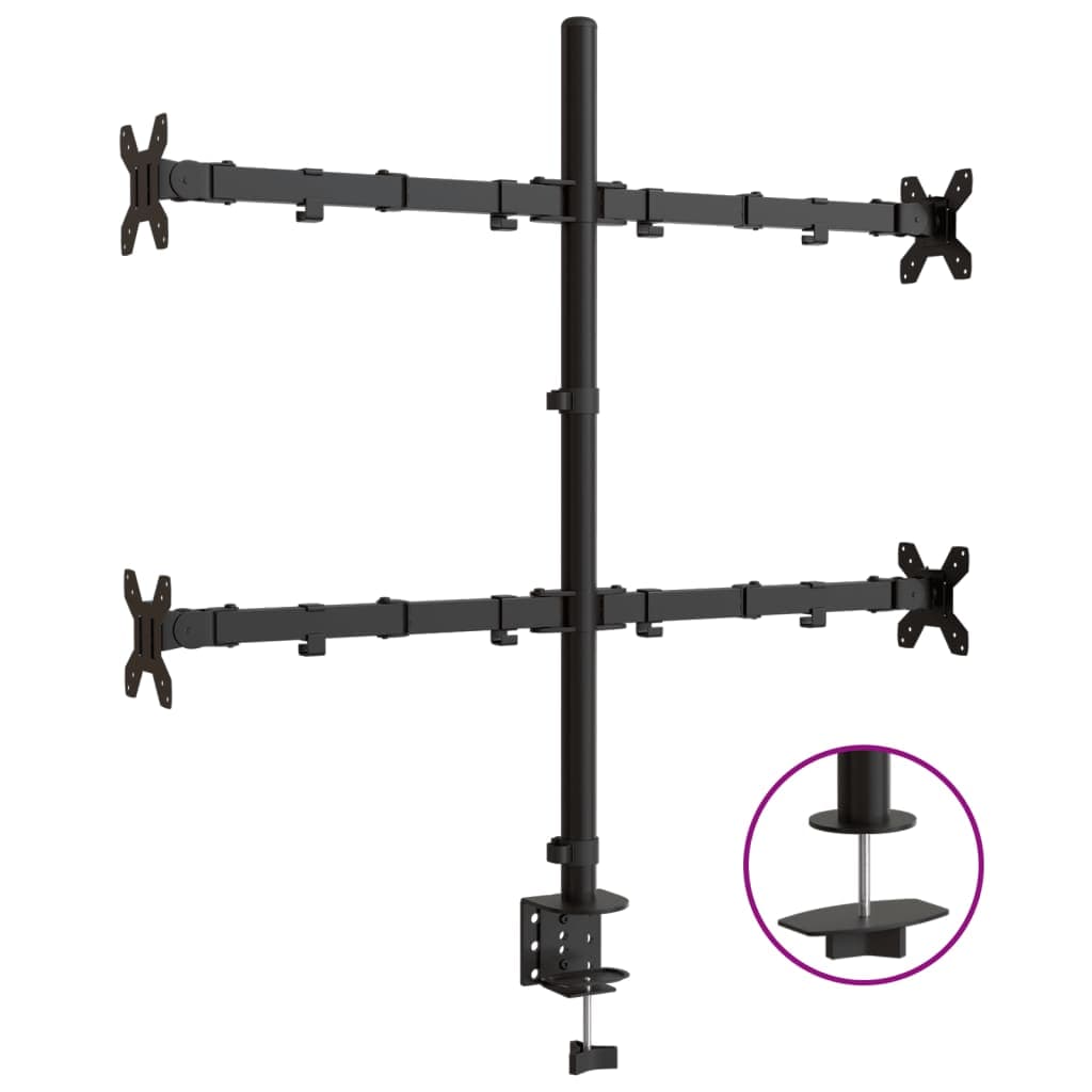 vidaXL Suporte para monitor VESA 75/100 mm aço preto