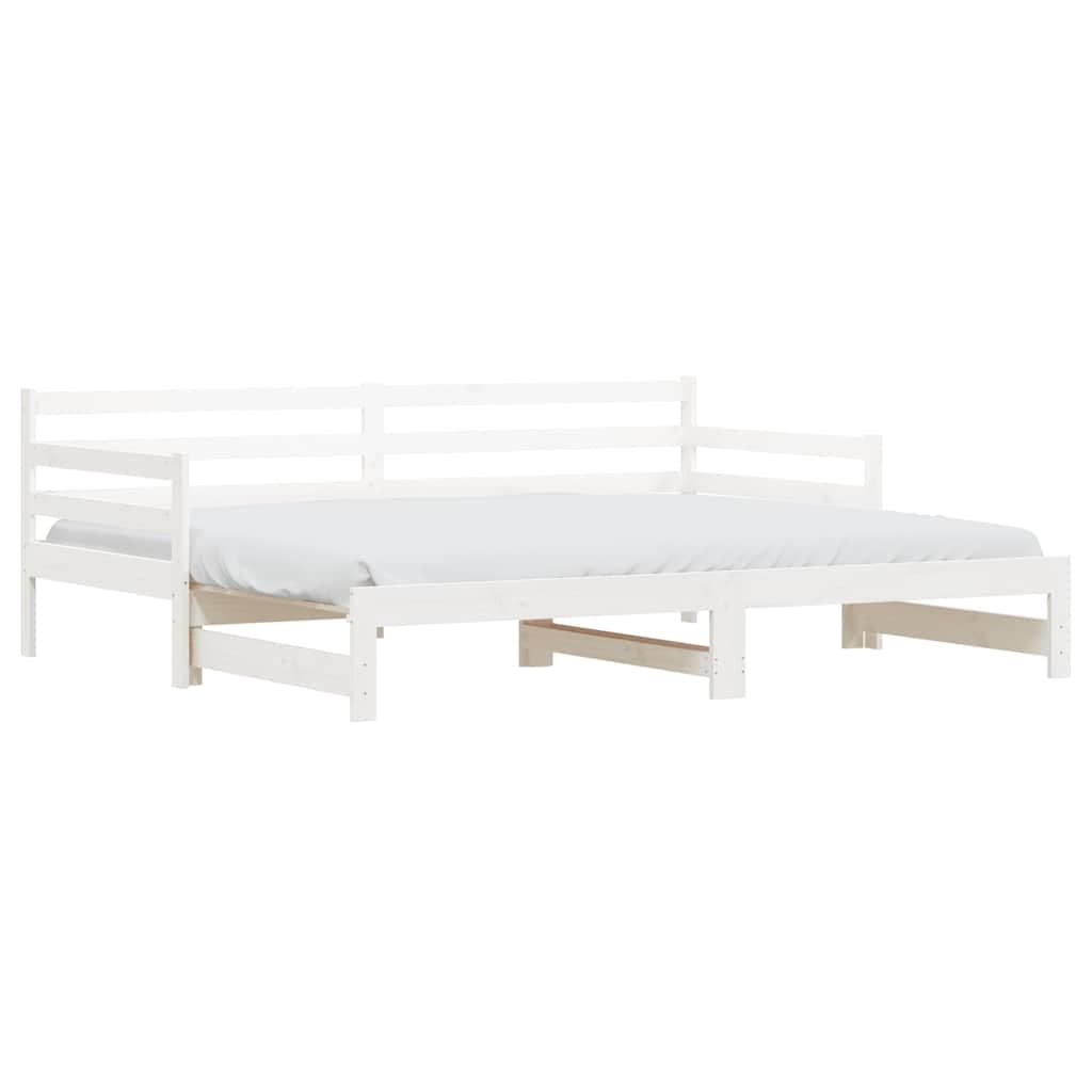 vidaXL Sofá-cama com gavetão 90x190 cm madeira de pinho maciça branco