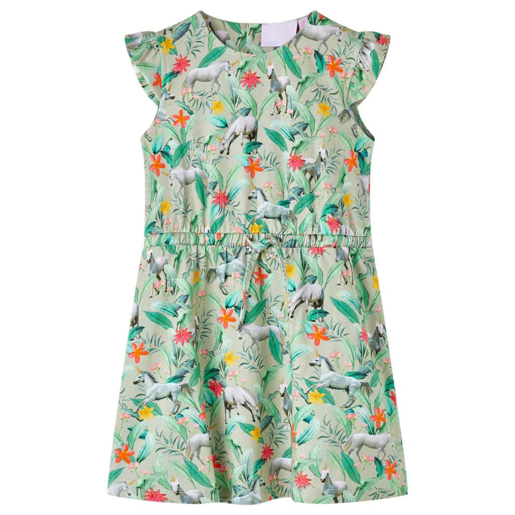 Vestido de criança com manga sino caqui-claro 116