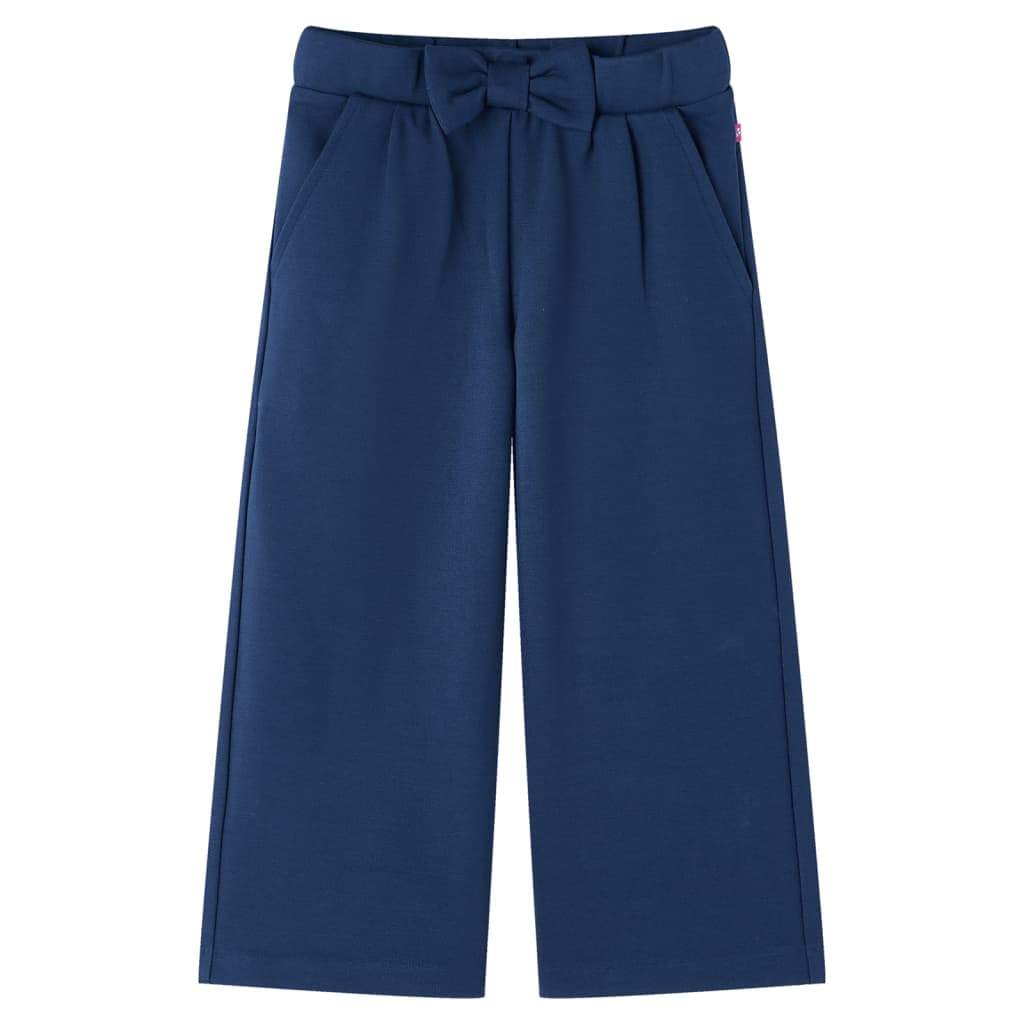Calças de criança com pernas largas azul-marinho 128