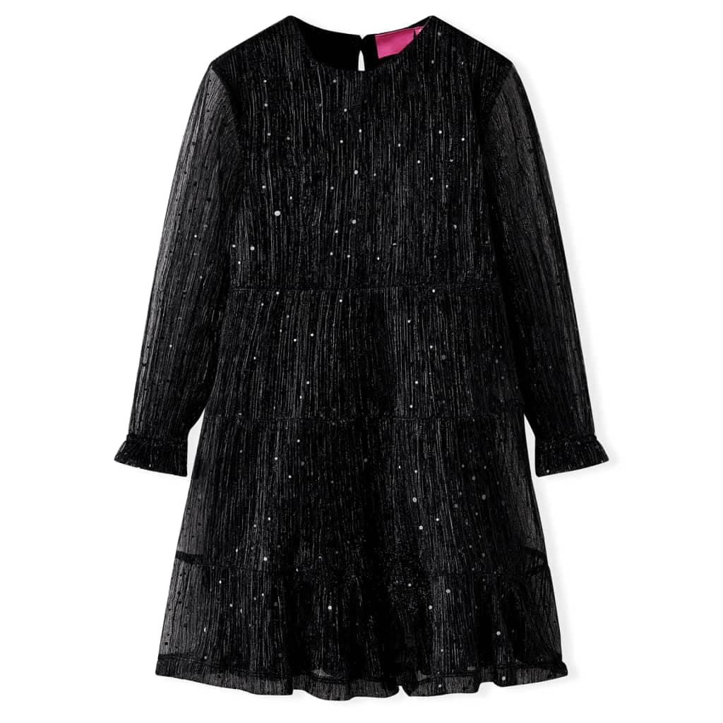 Vestido de manga comprida para criança preto 116