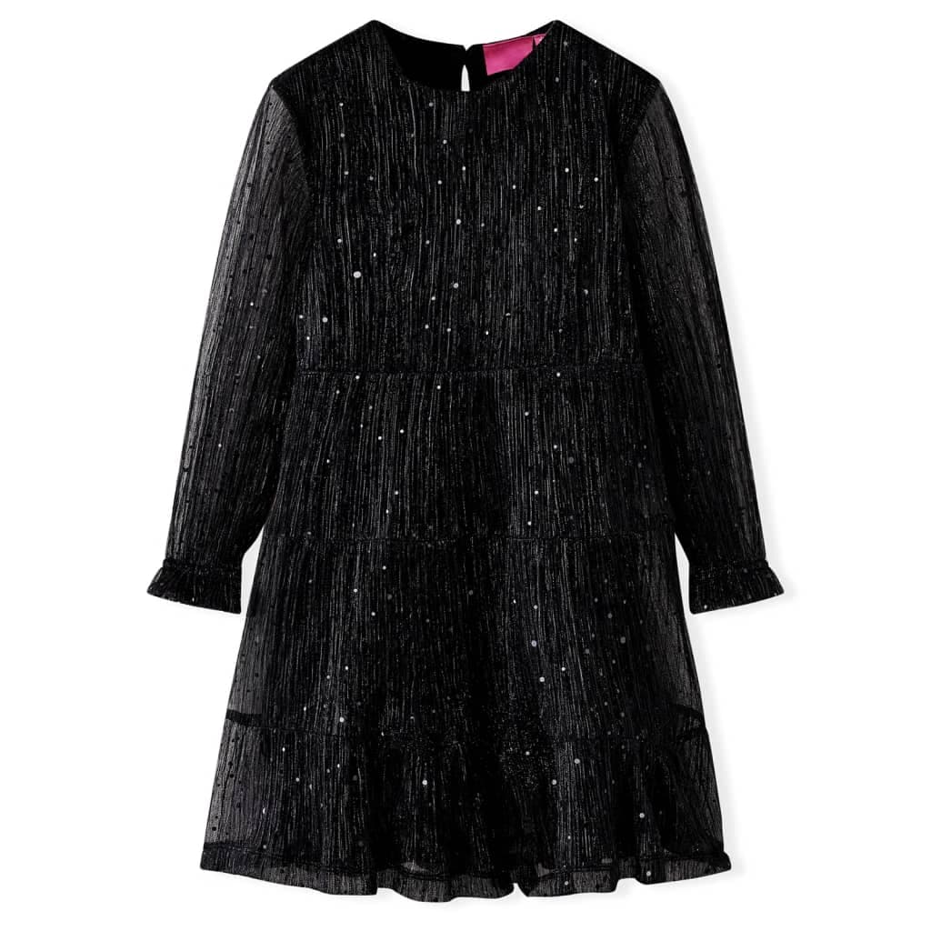 Vestido de manga comprida para criança preto 128