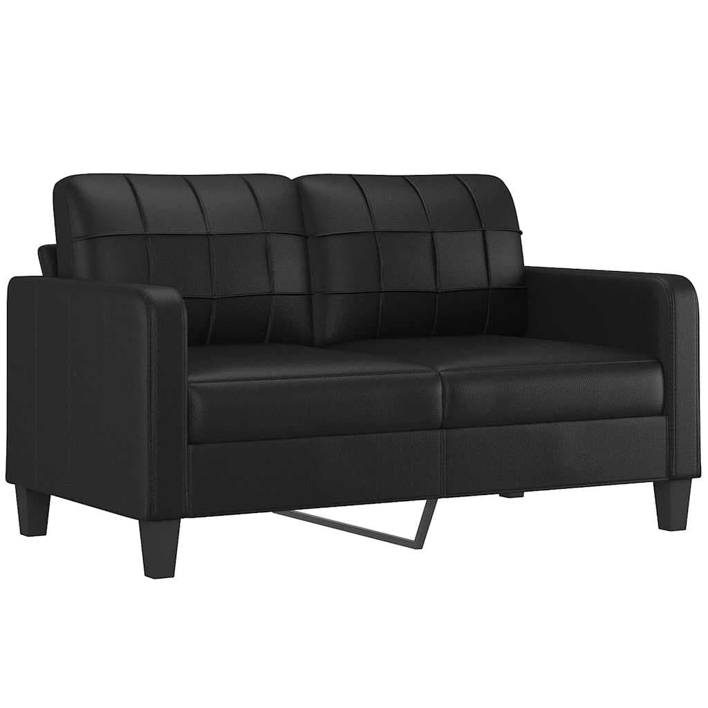 vidaXL Sofá de 2 lugares 140 cm couro artificial preto