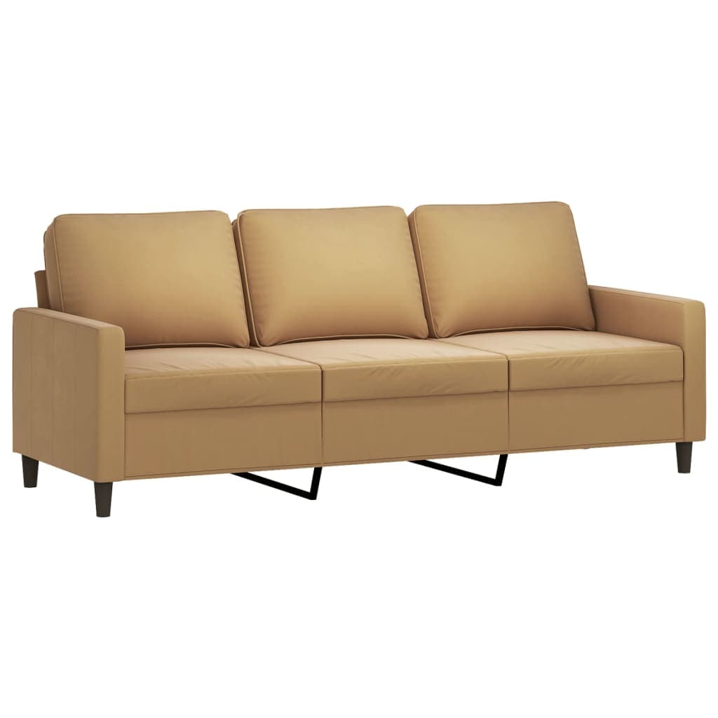 vidaXL Sofá de 3 lugares 180 cm veludo castanho