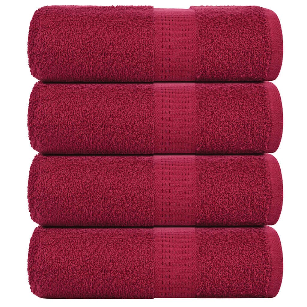 vidaXL Toalhas de Mãos 4 Peças 30x30 cm 360 g/m2 100% Algodão Bordô - 3133772352