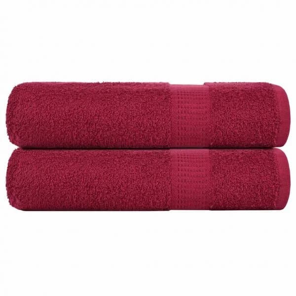 vidaXL Toalhas de Mãos 2 Peças 50x100 cm 360 Gsm 100% Algodão Bordô - 3714310076