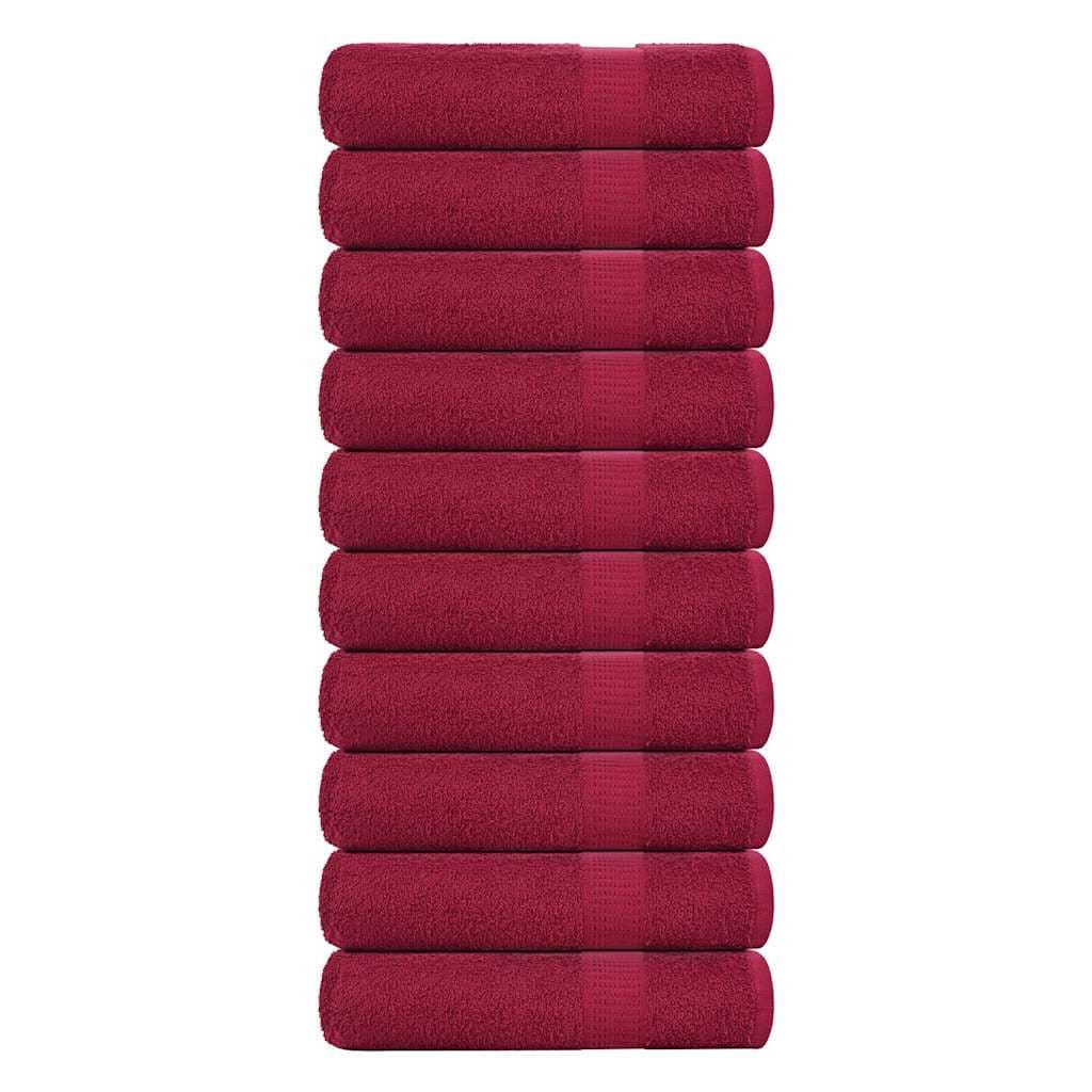 vidaXL Toalhas de Mãos 10 Peças 50x100 cm 360 Gsm 100% Algodão Bordô - 862830224