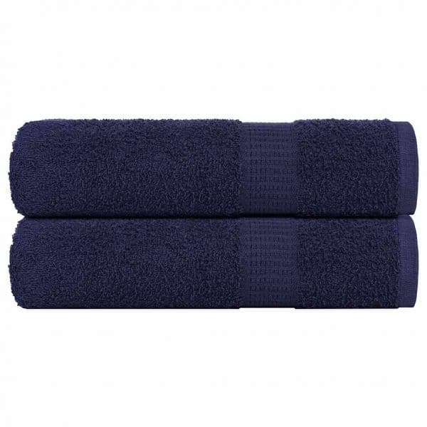 vidaXL Toalhas Mãos 2 Peças 50x100 cm 360 Gsm 100% Algodão Azul Marinho - 3623134018