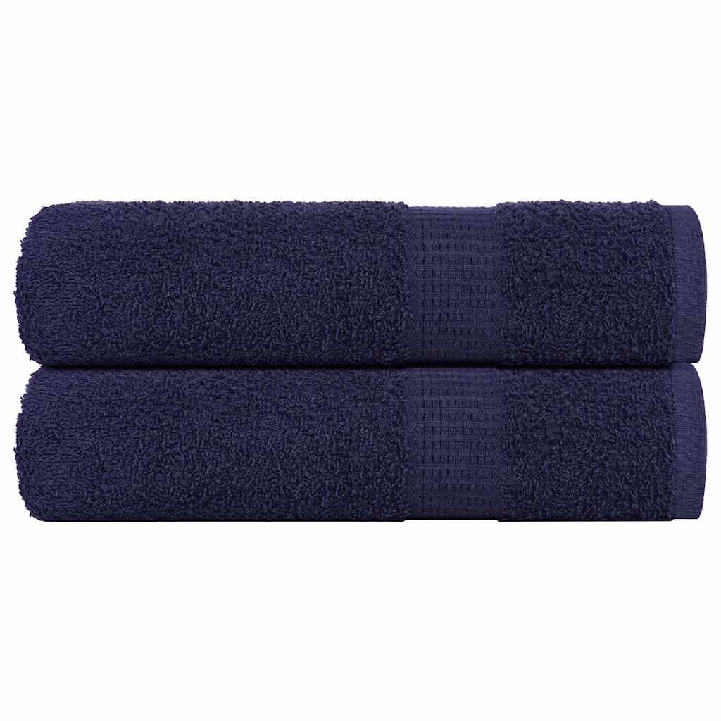 vidaXL Toalhas Mãos 2 Peças 50x100 cm 360 Gsm 100% Algodão Azul Marinho - 3623134018