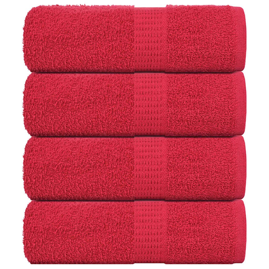 vidaXL Toalhas de Mãos 4 Peças 30x30 cm 360 g/m2 100% Algodão Vermelho - 3196860280