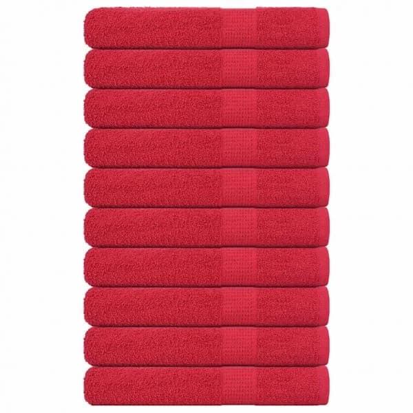 vidaXL Toalhas de Sauna 10 Peças 80x200 cm 360 Gsm 100% Algodão Vermelho - 1324655372