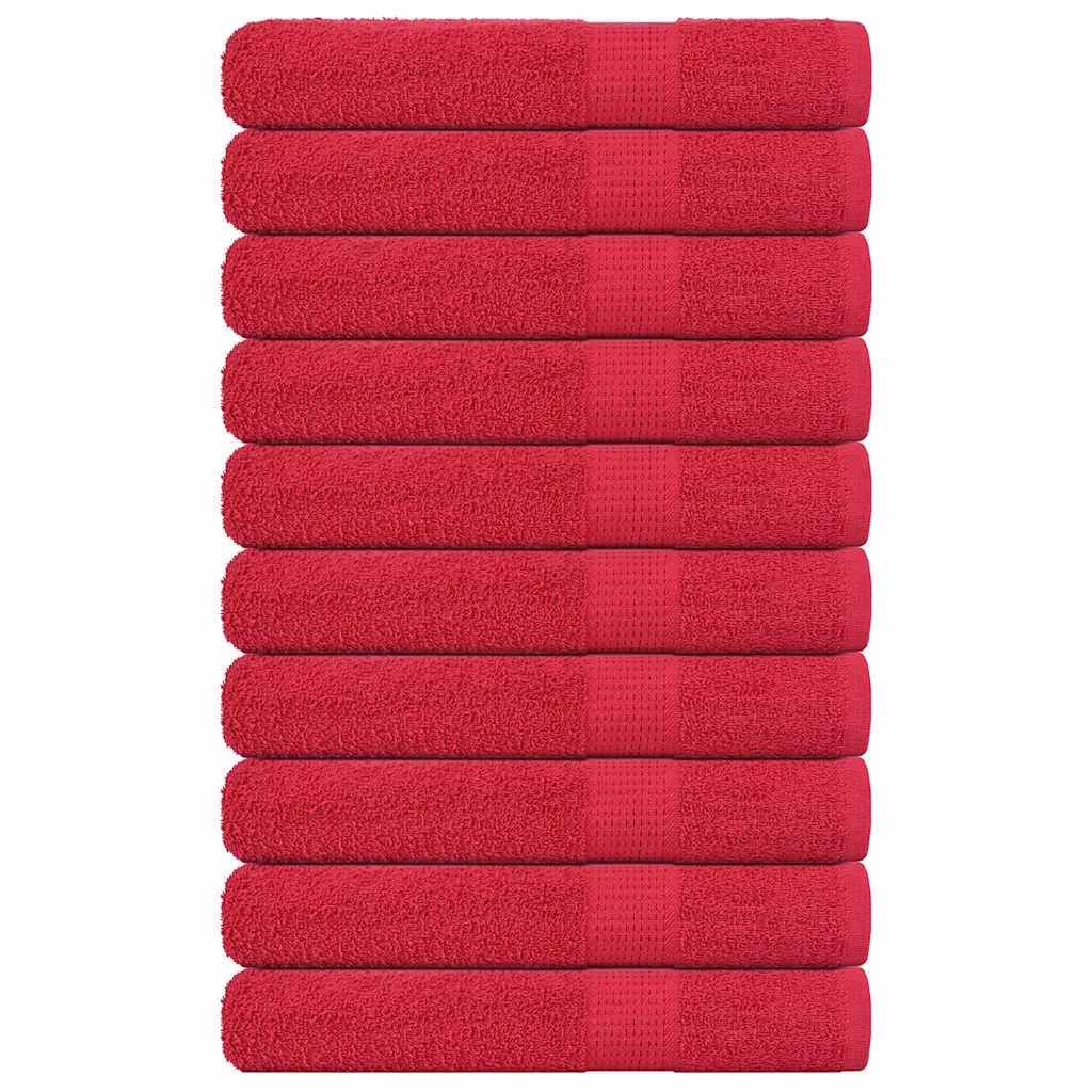 vidaXL Toalhas 10 Peças 100x200 cm 360 Gsm 100% Algodão Vermelho - 2681315432