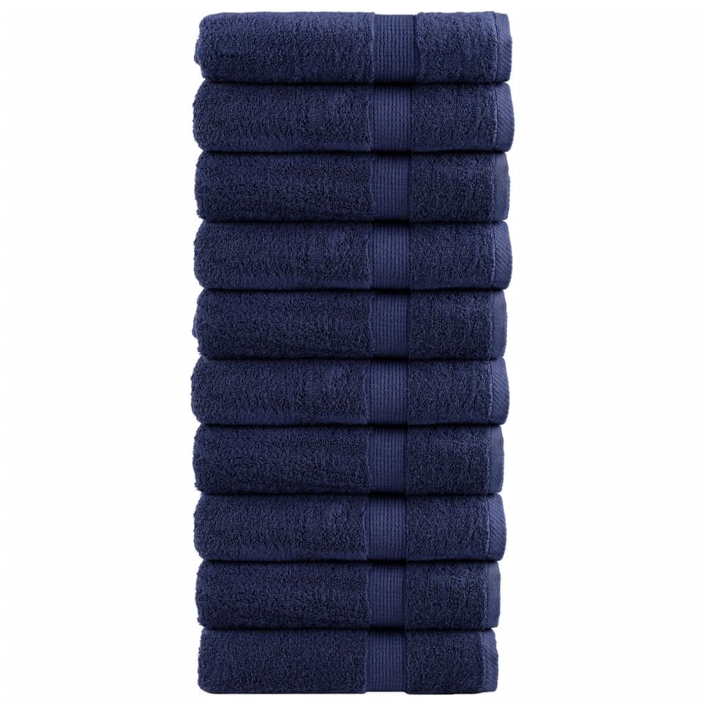 vidaXL Toalhas Mãos Premium Solund 10pcs 50x100cm 600gsm Azul-marinho - 1275044105